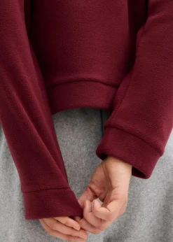 bonprix Sweat|Zweiteiler & Sets^Fleecepullover dunkelbeere