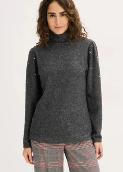 bonprix Shirts & Tops^Fleeceshirt aus fließendem Viskose-Mix anthrazit meliert