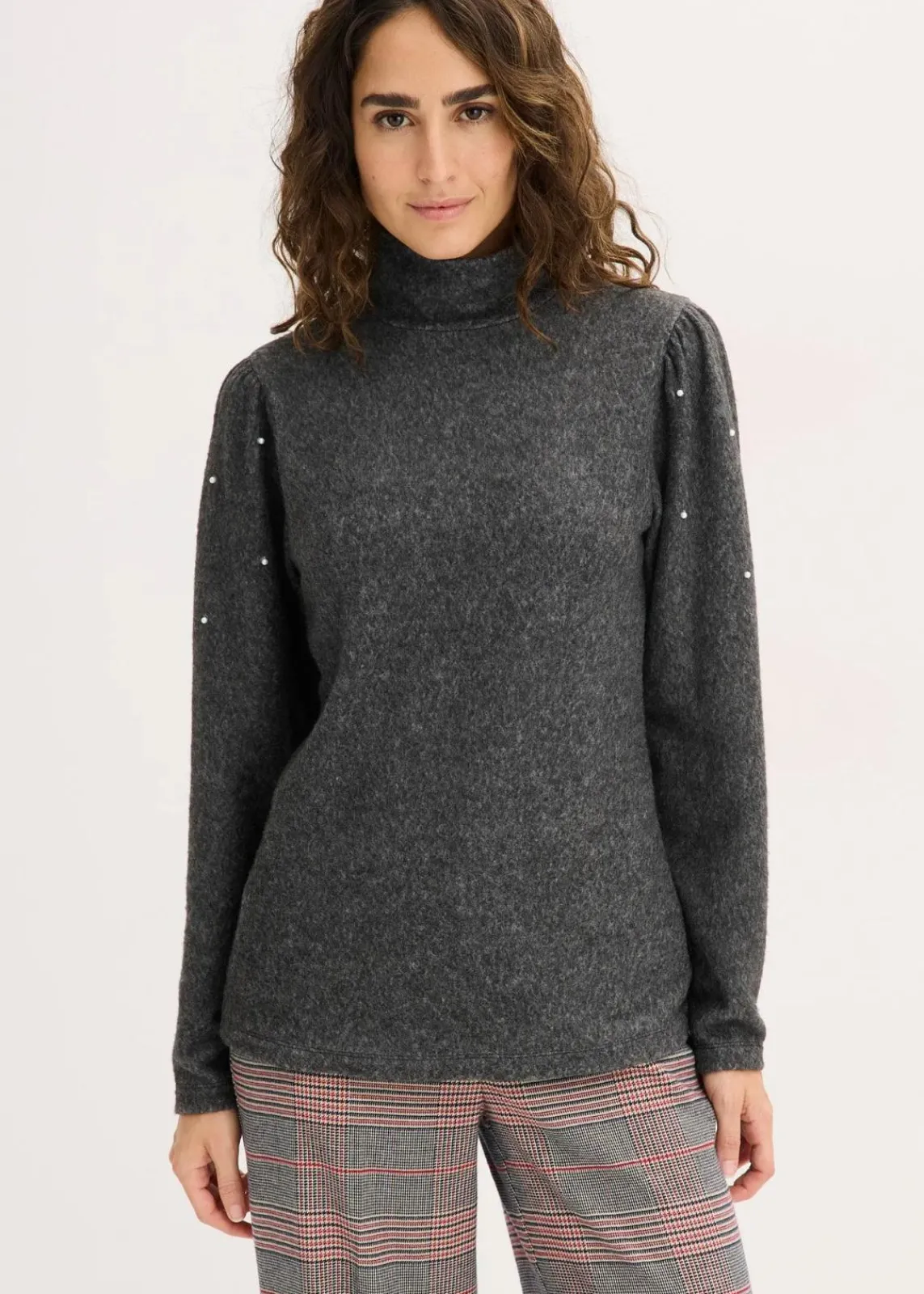 bonprix Shirts & Tops^Fleeceshirt aus fließendem Viskose-Mix anthrazit meliert