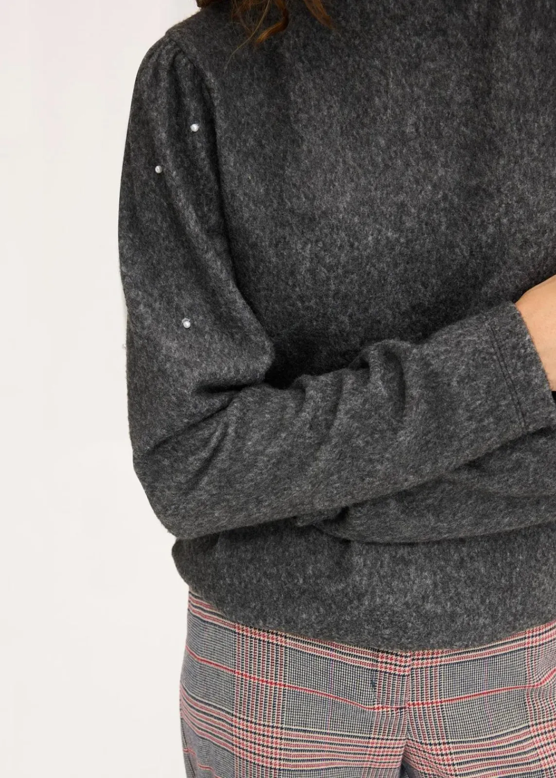 bonprix Shirts & Tops^Fleeceshirt aus fließendem Viskose-Mix anthrazit meliert