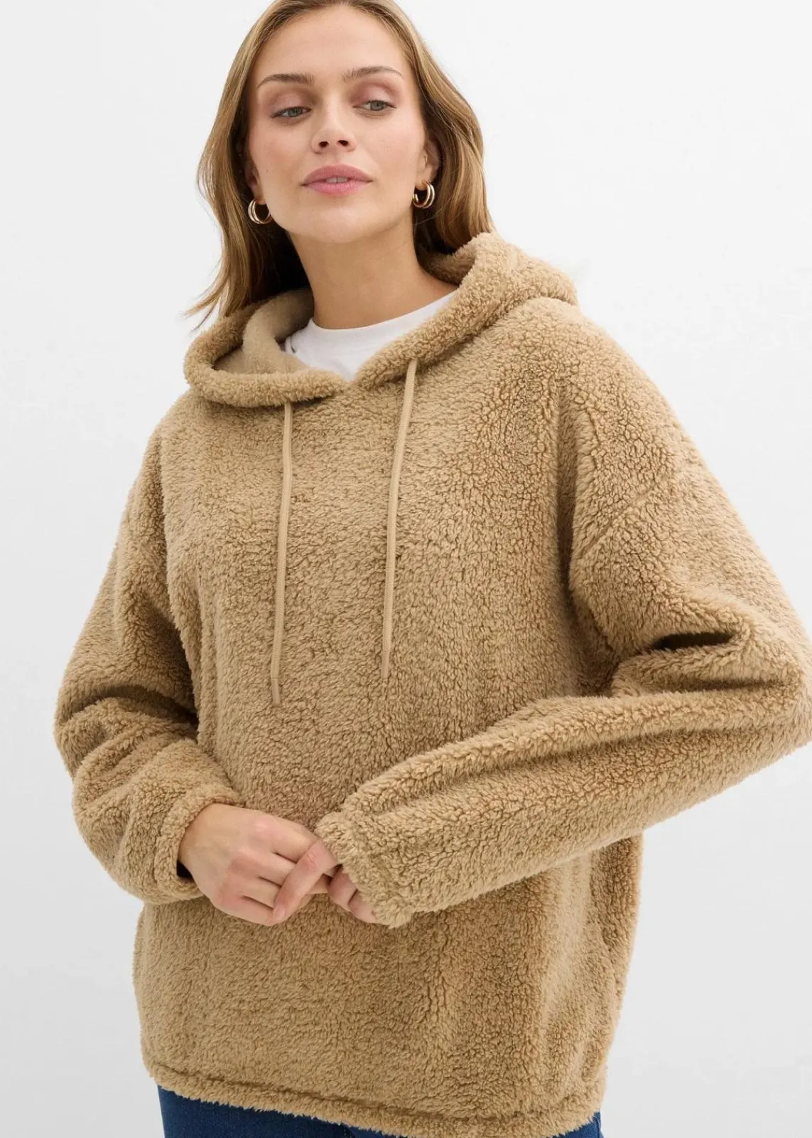bonprix Bekleidung·Blusen & Tuniken|Sweat^Fleeceshirt aus Teddy hellkhaki