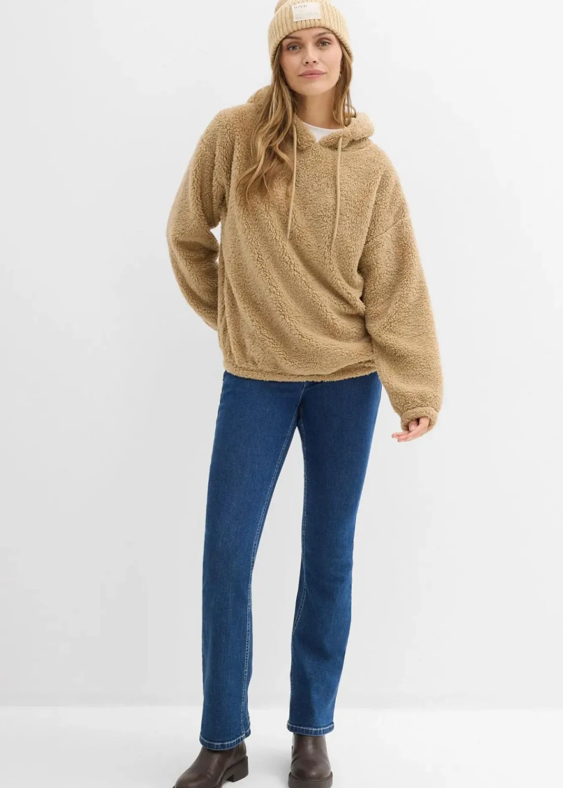 bonprix Bekleidung·Blusen & Tuniken|Sweat^Fleeceshirt aus Teddy hellkhaki