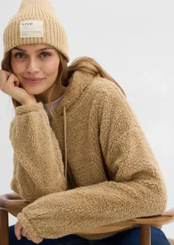 bonprix Bekleidung·Blusen & Tuniken|Sweat^Fleeceshirt aus Teddy hellkhaki