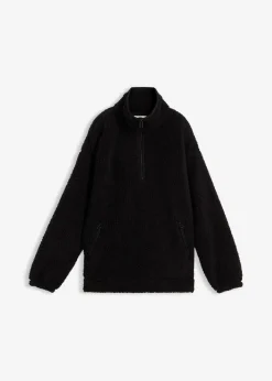 bonprix Bekleidung·Blusen & Tuniken|Sweat^Fleeceshirt mit Stehkragen schwarz