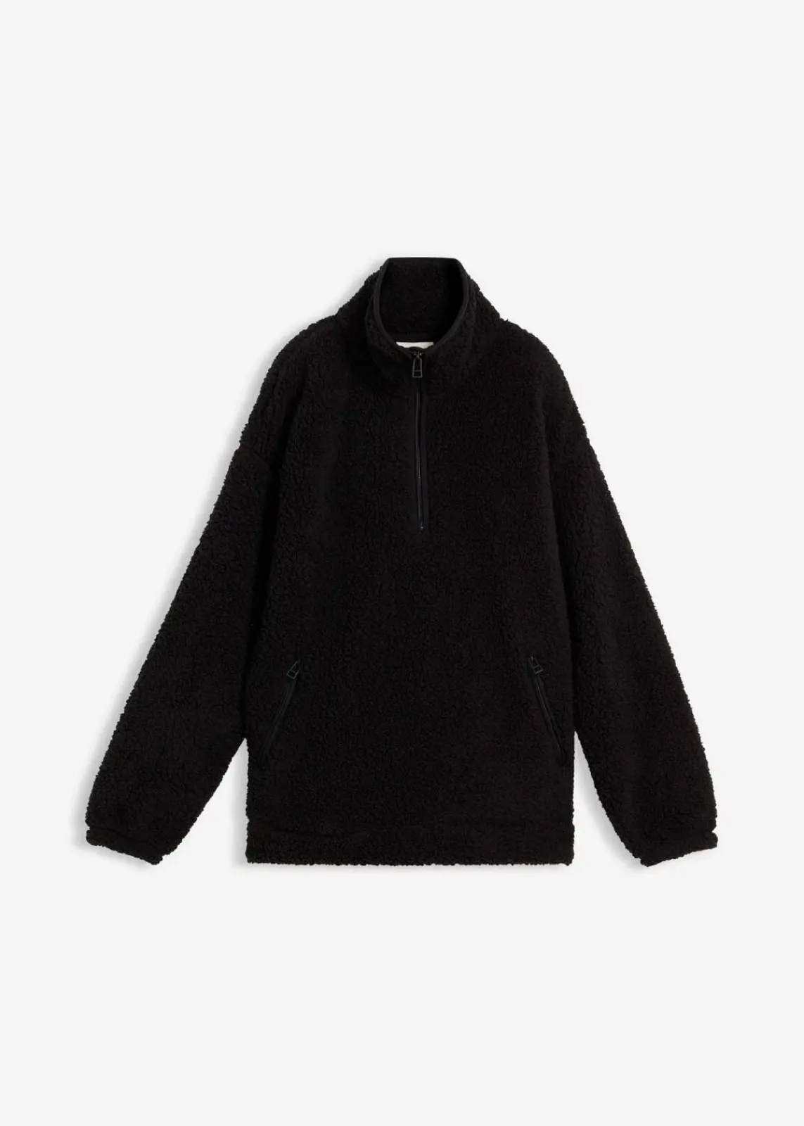 bonprix Bekleidung·Blusen & Tuniken|Sweat^Fleeceshirt mit Stehkragen schwarz