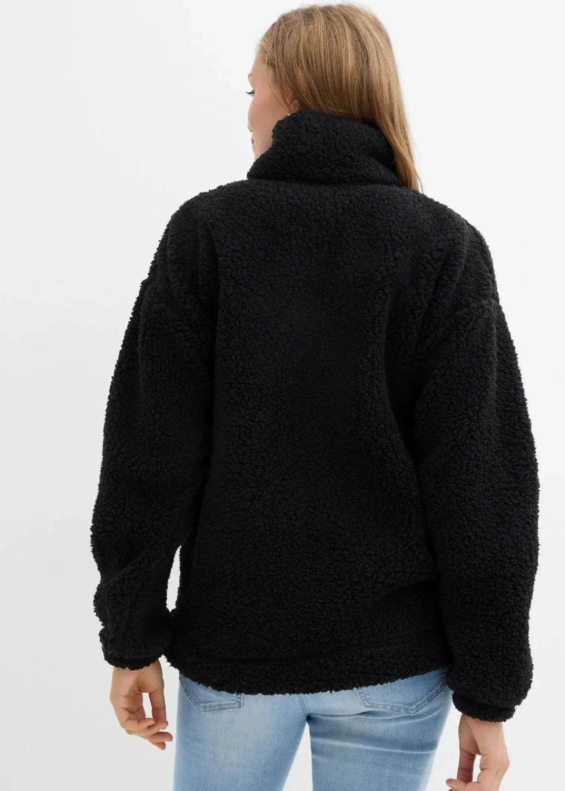 bonprix Bekleidung·Blusen & Tuniken|Sweat^Fleeceshirt mit Stehkragen schwarz