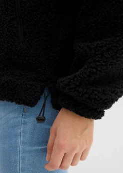 bonprix Bekleidung·Blusen & Tuniken|Sweat^Fleeceshirt mit Stehkragen schwarz