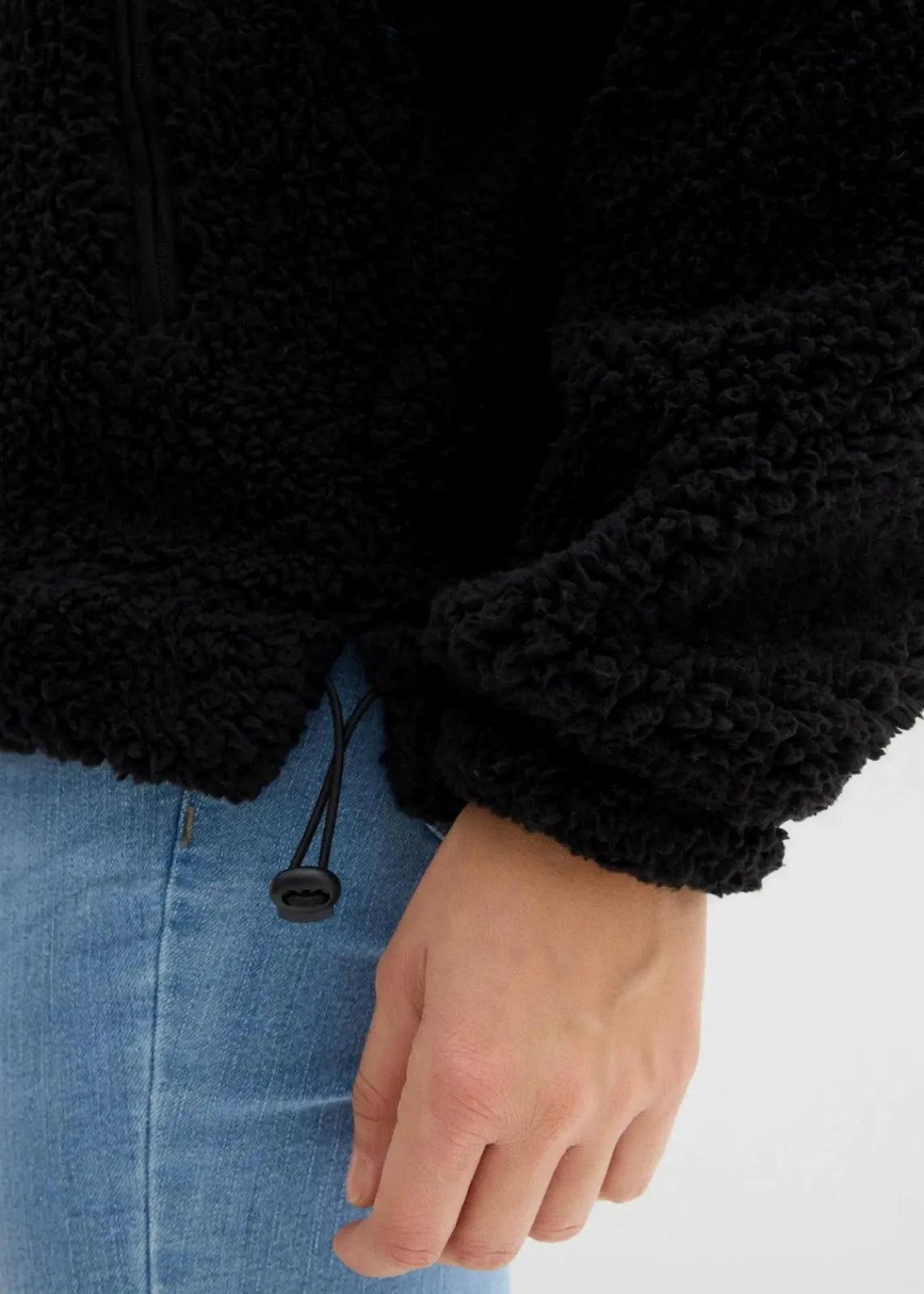 bonprix Bekleidung·Blusen & Tuniken|Sweat^Fleeceshirt mit Stehkragen schwarz