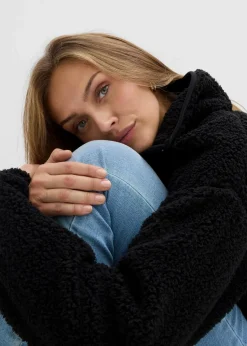 bonprix Bekleidung·Blusen & Tuniken|Sweat^Fleeceshirt mit Stehkragen schwarz