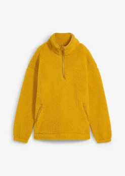 bonprix Nachhaltigere Materialien|Sweat^Fleeceshirt mit Stehkragen ockergold