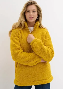 bonprix Nachhaltigere Materialien|Sweat^Fleeceshirt mit Stehkragen ockergold