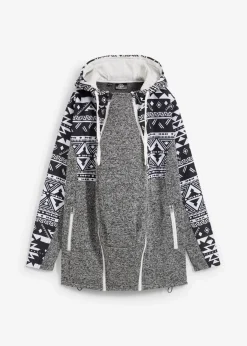 bonprix Bekleidung·Blazer|Umstandsmode^Fleece-Umstands- und Tragejacke schwarz/wollweiß norwegermuster