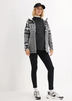 bonprix Bekleidung·Blazer|Umstandsmode^Fleece-Umstands- und Tragejacke schwarz/wollweiß norwegermuster