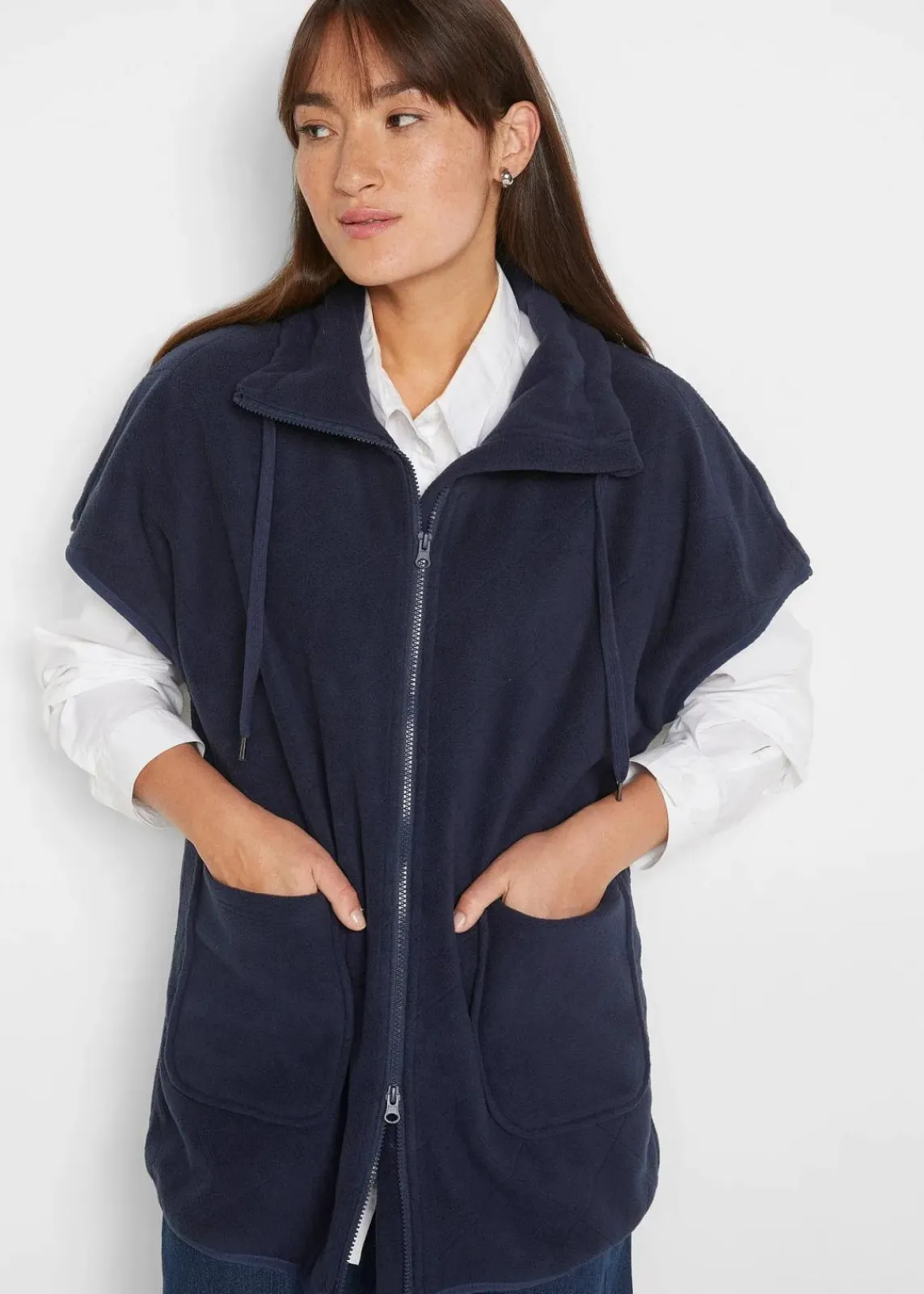 bonprix Sweat|Jacken & Mäntel^Fleece-Weste aus recyceltem Polyester dunkelblau