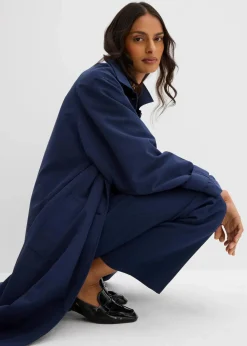 bonprix Bekleidung·Hosen|Jacken & Mäntel^Fließender Trenchcoat dunkelblau