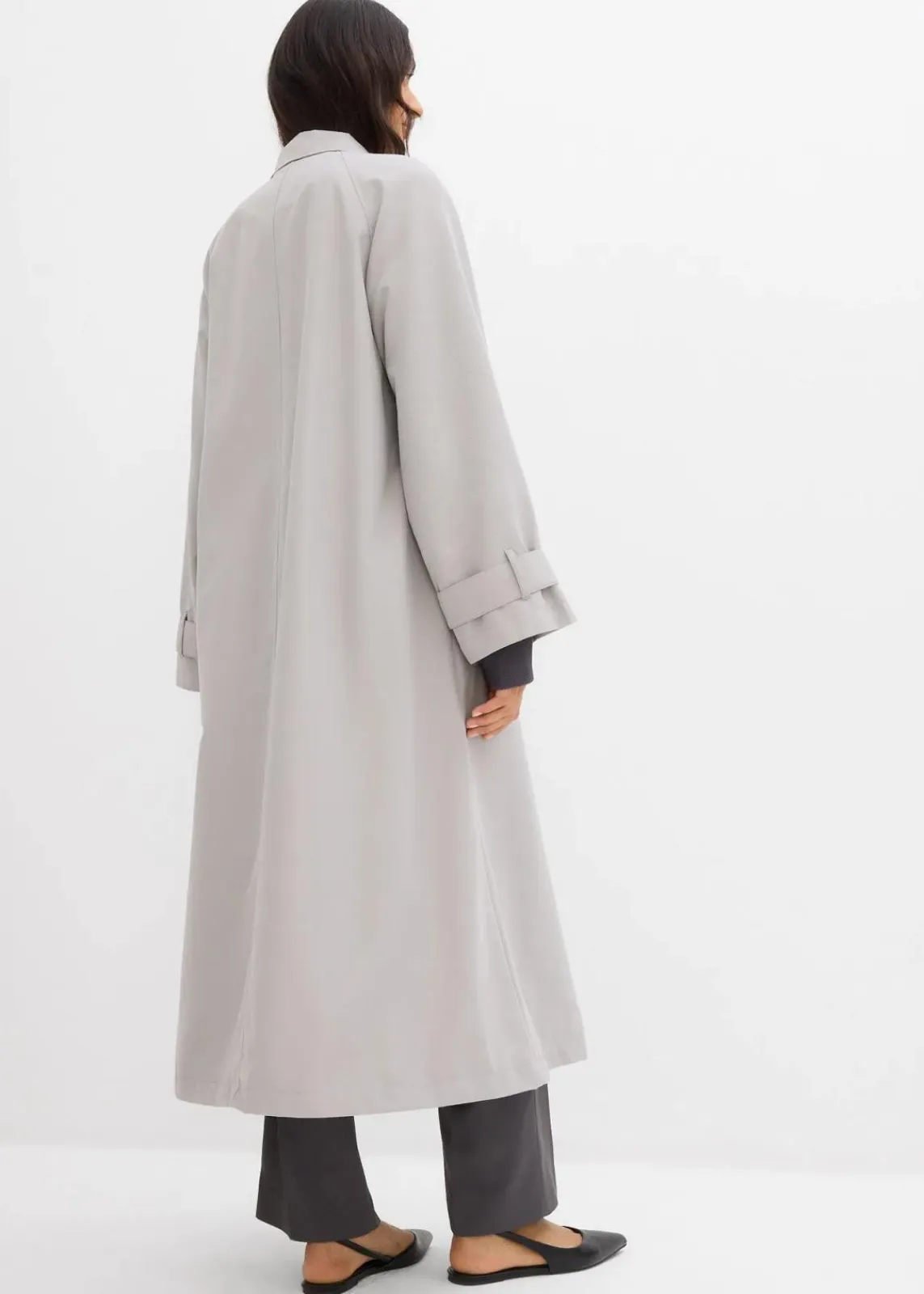 bonprix Jacken & Mäntel|Bekleidung·Hosen^Fließender Trenchcoat schattengrau