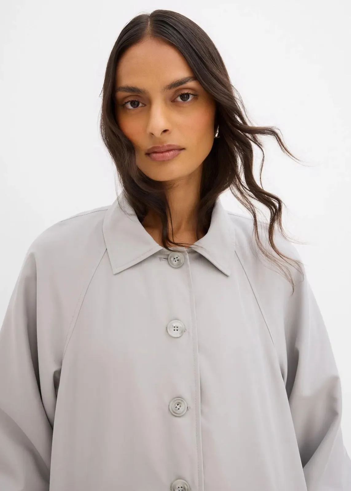 bonprix Jacken & Mäntel|Bekleidung·Hosen^Fließender Trenchcoat schattengrau