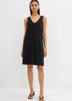 bonprix Kleider|Bekleidung·Pullover & Strickjacken^Fließendes Trägerkleid mit V-Ausschnitt schwarz