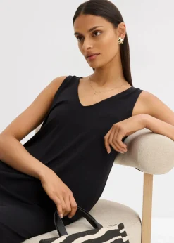bonprix Kleider|Bekleidung·Pullover & Strickjacken^Fließendes Trägerkleid mit V-Ausschnitt schwarz