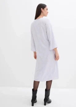 bonprix Bekleidung·Pullover & Strickjacken|Kleider^Florales Midikleid aus reiner Viskose zartblau/wollweiß floral