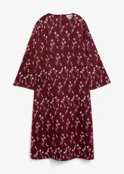 bonprix Kleider|Bekleidung·Pullover & Strickjacken^Florales Midikleid aus reiner Viskose ahornrot/wollweiß floral