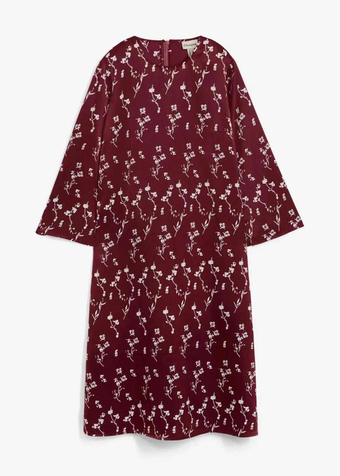 bonprix Kleider|Bekleidung·Pullover & Strickjacken^Florales Midikleid aus reiner Viskose ahornrot/wollweiß floral