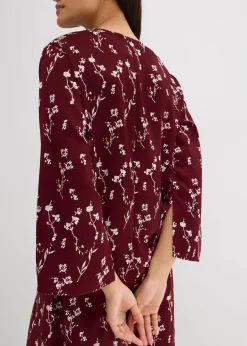 bonprix Kleider|Bekleidung·Pullover & Strickjacken^Florales Midikleid aus reiner Viskose ahornrot/wollweiß floral