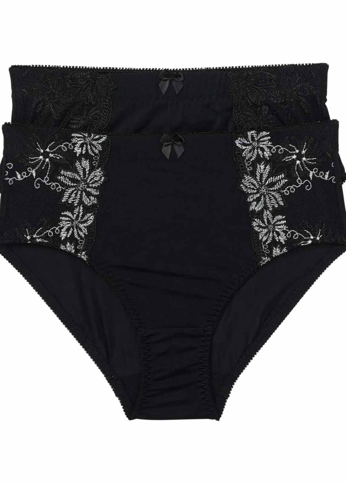 bonprix Wäsche·Höschen|Höschen^Formslip mit Stickerei (2er Pack) schwarz+schwarz/weiß