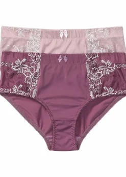 bonprix Höschen|Wäsche·Höschen^Formslip mit Stickerei (2er Pack) mattbeere/mattrosa+mattrosa