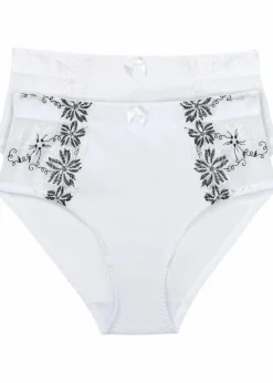 bonprix Wäsche·Höschen|Nachhaltigere Materialien^Formslip mit zarter Stickerei (2er Pack) weiß+weiß/schwarz