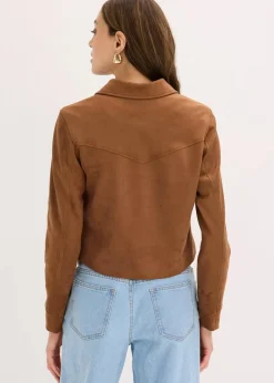 bonprix Jacken & Mäntel^Fransen-Jacke in Wildleder-Optik gewürzbraun