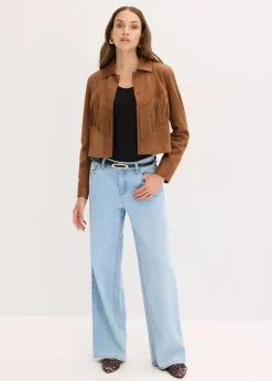 bonprix Jacken & Mäntel^Fransen-Jacke in Wildleder-Optik gewürzbraun