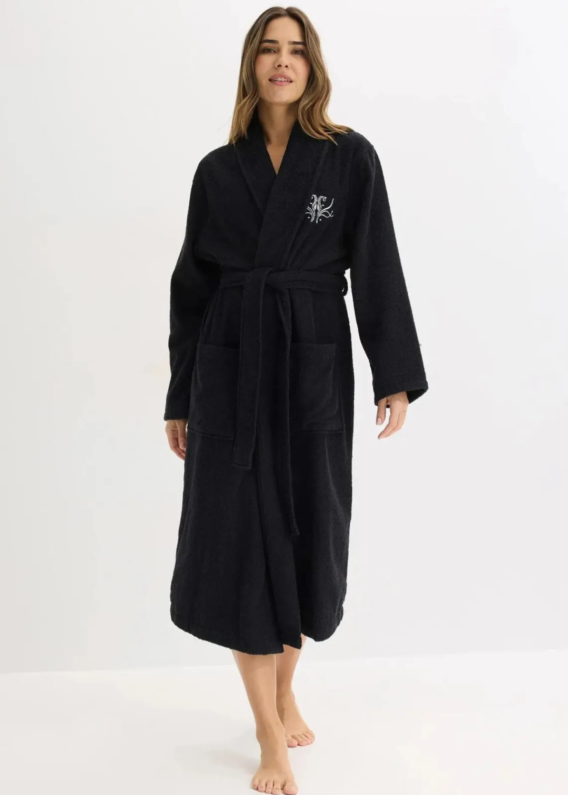 bonprix Wäsche·Basics|Wäsche·Bademäntel^Frottee Bademantel schwarz