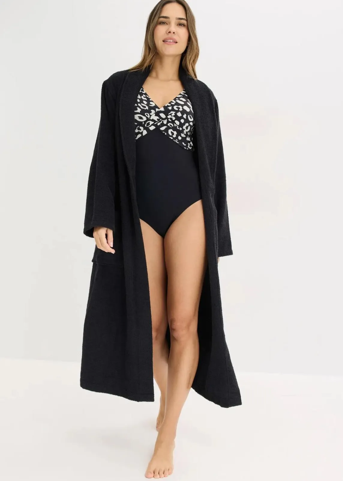 bonprix Wäsche·Basics|Wäsche·Bademäntel^Frottee Bademantel schwarz