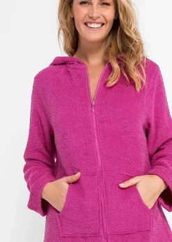 bonprix Nachhaltigere Materialien|Bademäntel^Frottee Bademantel aus Bio-Baumwolle mit Reißverschluss fuchsia