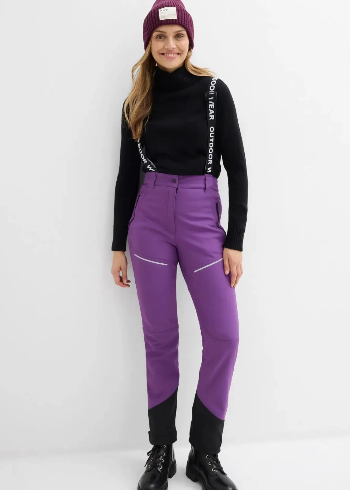 bonprix Nachhaltigere Materialien^Funktionshose aus Softshell mit Stretch, wasserabweisend tiefviolett