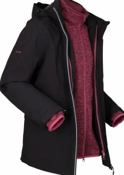 bonprix Bekleidung·Hosen|Jacken & Mäntel^Funktions-Outdoor-3 in 1 Jacke mit Strickfleece-Innenjacke schwarz/rhododendronrot