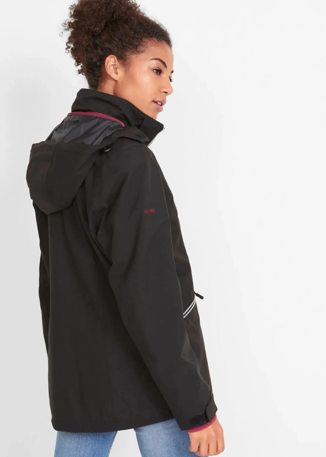 bonprix Bekleidung·Hosen|Jacken & Mäntel^Funktions-Outdoor-3 in 1 Jacke mit Strickfleece-Innenjacke schwarz/rhododendronrot