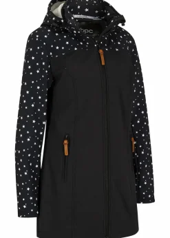 bonprix Bekleidung·Hosen|Jacken & Mäntel^Funktions-Softshell-Parka mit Kuschelfleece schwarz bedruckt