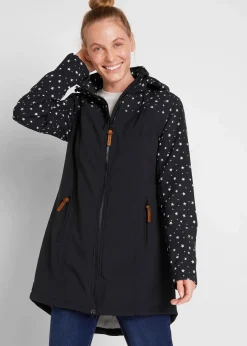 bonprix Bekleidung·Hosen|Jacken & Mäntel^Funktions-Softshell-Parka mit Kuschelfleece schwarz bedruckt