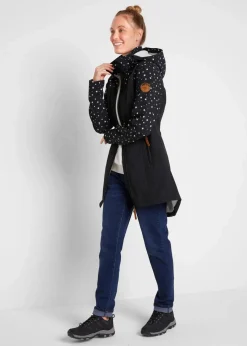 bonprix Bekleidung·Hosen|Jacken & Mäntel^Funktions-Softshell-Parka mit Kuschelfleece schwarz bedruckt