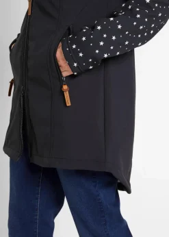 bonprix Bekleidung·Hosen|Jacken & Mäntel^Funktions-Softshell-Parka mit Kuschelfleece schwarz bedruckt