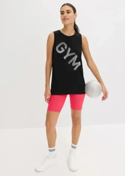 bonprix Shirts & Tops|Sportbekleidung^Funktions-Top, schnelltrocknend schwarz bedruckt