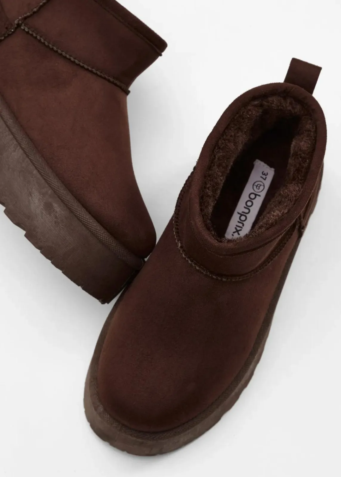 bonprix Boots|Gefütterte Winterschuhe^Gefütterte Plateau-Boots dunkelbraun