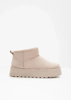 bonprix Hausschuhe|Gefütterte Winterschuhe^Gefütterte Plateau-Boots hellsand