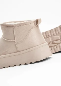 bonprix Hausschuhe|Gefütterte Winterschuhe^Gefütterte Plateau-Boots hellsand