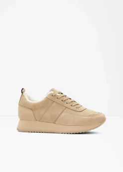 bonprix Gefütterte Winterschuhe|Sneaker^Gefütterte Plateau-Sneaker latte macchiato