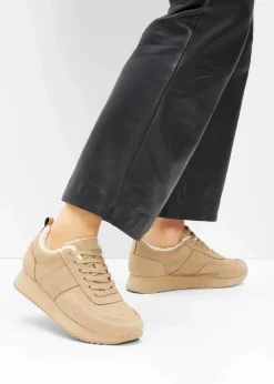 bonprix Gefütterte Winterschuhe|Sneaker^Gefütterte Plateau-Sneaker latte macchiato