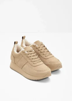 bonprix Gefütterte Winterschuhe|Sneaker^Gefütterte Plateau-Sneaker latte macchiato