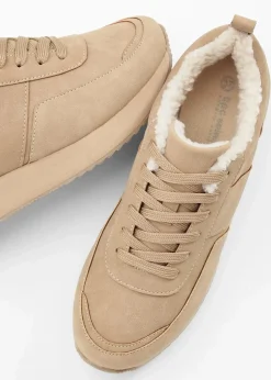 bonprix Gefütterte Winterschuhe|Sneaker^Gefütterte Plateau-Sneaker latte macchiato